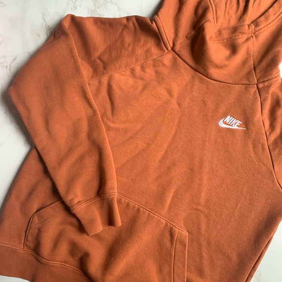 nike rally burnt orange pullover logo hoodie